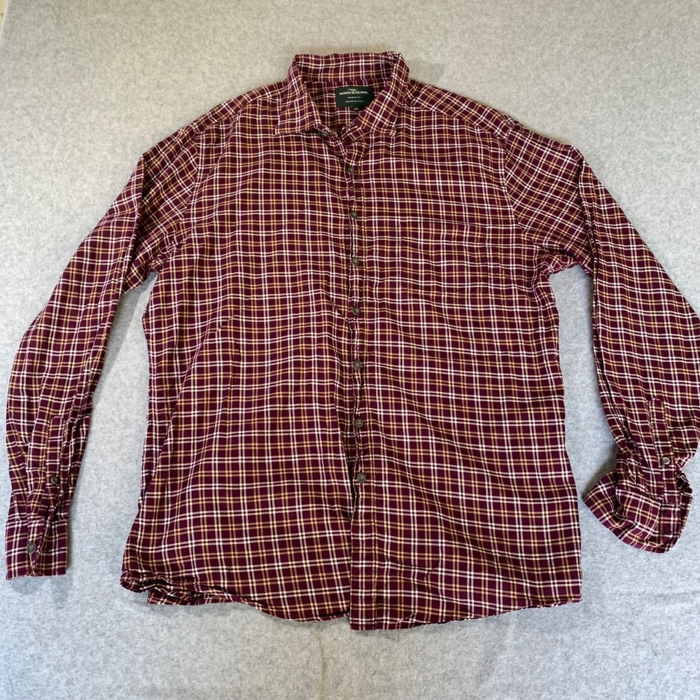 Rodd & Gunn Button Down Shirt Mens 2XL Burgundy‎ Plaid Sports Fit Woven In Italy